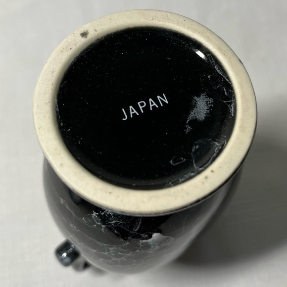 Porcelain Vase, 2 Handles, Gold & Black Marble, Cameo Lady Profile. Made Japan - Picture 4 of 7